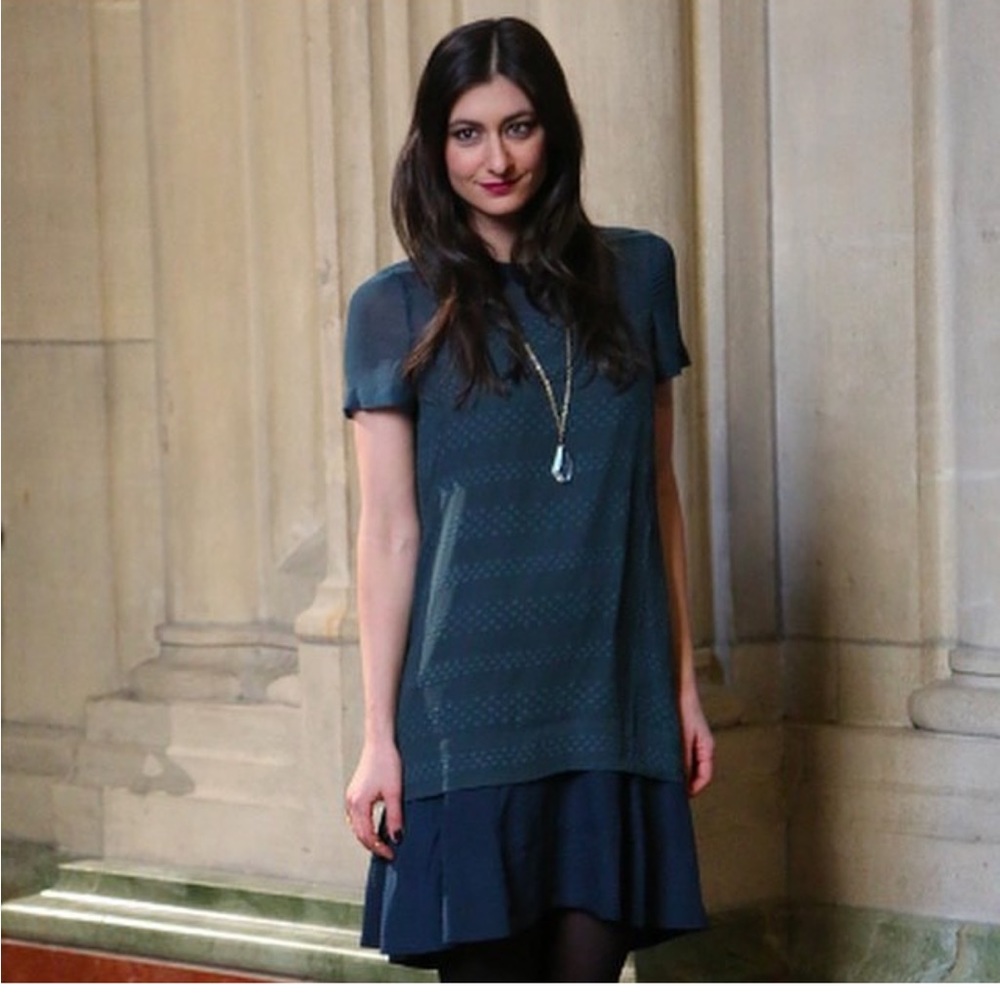 Madewell Dark Teal Short Shelve Drop Waist Shift Dress